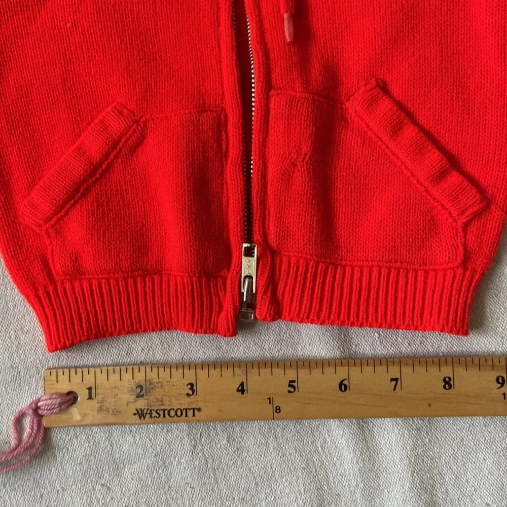 VINTAGE 70s 80s Hoodie Sweater Sweatshirt Zip knit red retro